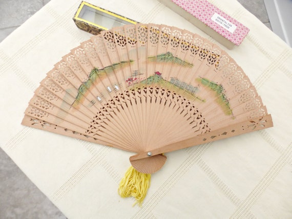Vintage Hand Painted Brise Fan | Oriental Ladies … - image 4