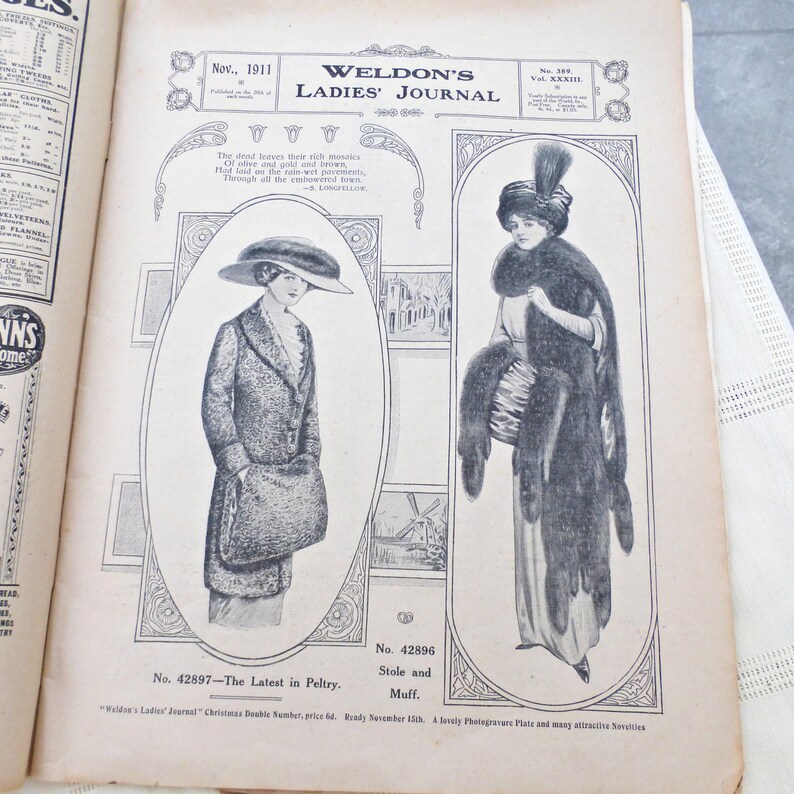 Ephemera Embroidery Crafts Weldon/'s Ladies/' Journal 1911 Women/'s Magazine UK Knitting Crochet Patterns