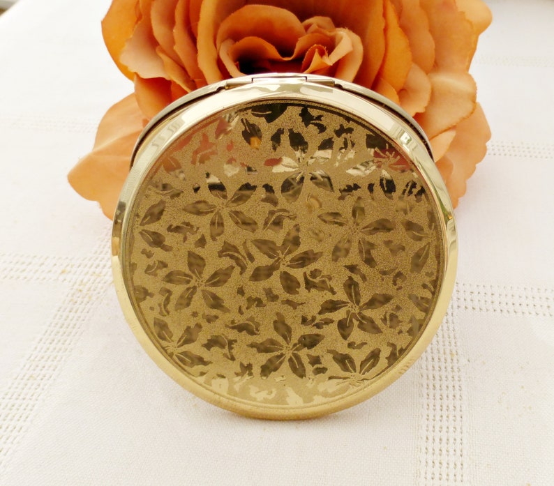 Vintage Gold Powder Compact Embossed Flower Compact Etsy