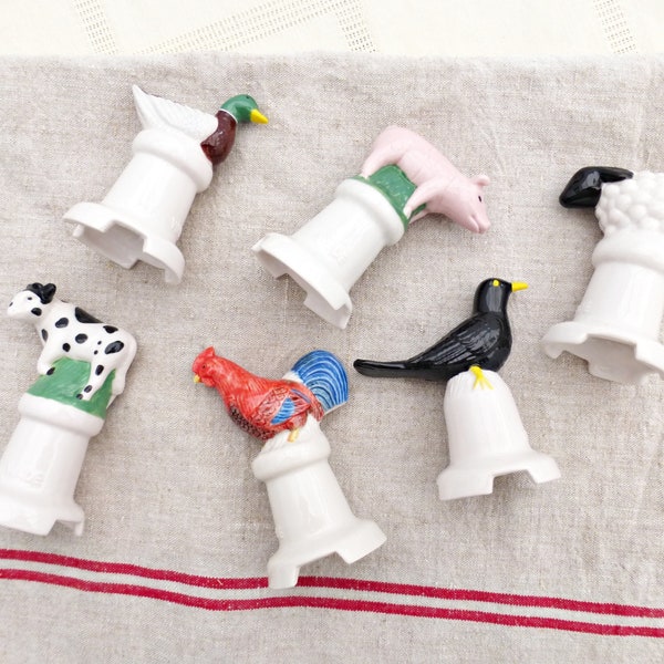 Wade Animal Pie Funnels | Farmyard Animal Pottery Pie Vents| | Black Bird | Rooster | Cow | Pig | Duck | Sheep Crust Toppers |