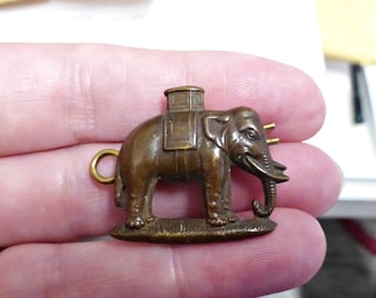 Vintage Bronze Elephant Brooch | Antique Copper Elephant Pin | Bronze Metal Brooch |