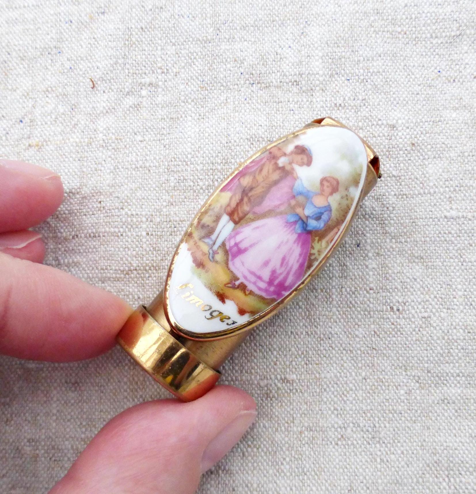 Étui à Rouge à Lèvres Vintage Patrys Paris - Médaillon Floral & Miroir - Occasion