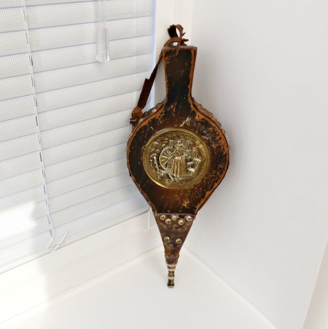 Vintage Wooden Bellows Vintage Fireside Bellows Antique Welsh Bellows Brass and Wood Bellows