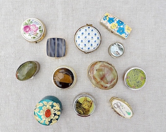 Vintage Enamel Pill Boxes, Ashtray , Ceramic Floral , Onyx, Cat, Emrich , Tablet Cases, Trinket Boxes