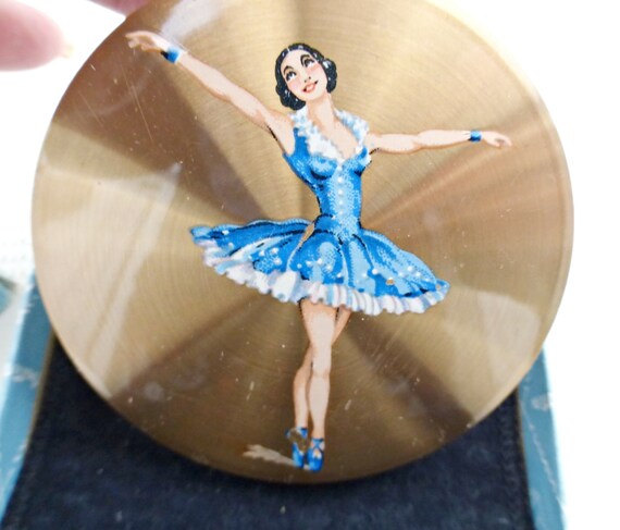 Vintage Stratton Blue Ballet Dancer Powder Compac… - image 2