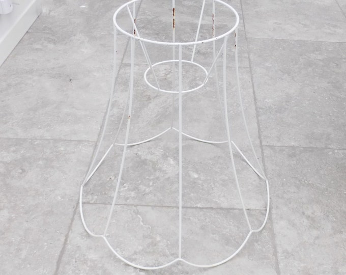 Vintage Lampshade Frame White Metal Lamp Shade Frame Large Etsy UK