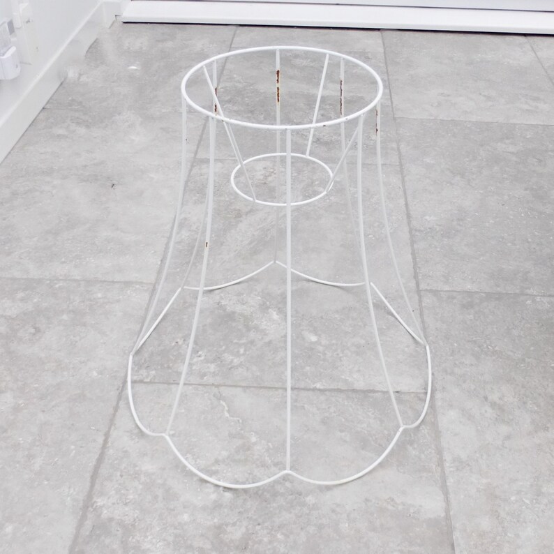 Vintage Lampshade Frame White Metal, How To Cover A Metal Lampshade Frame