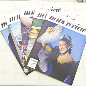 5 x Revistas de revisión de noticias / Revista de la década de 1950 / Revista antigua / Papelería Decoupage / Ephemera