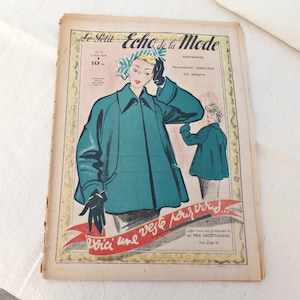 Le Petit Echo De Mode Edição Especial | Revista de moda francesa vintage dos anos 1940 | Papelaria Decoupage | Abril de 1949 |