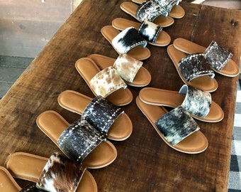 cowhide sandals