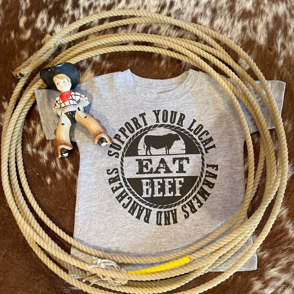 Eat Beef Support Your Local Ranchers + Farmers cows cattle cowboy cowgirl kids beef tshirt infant baby