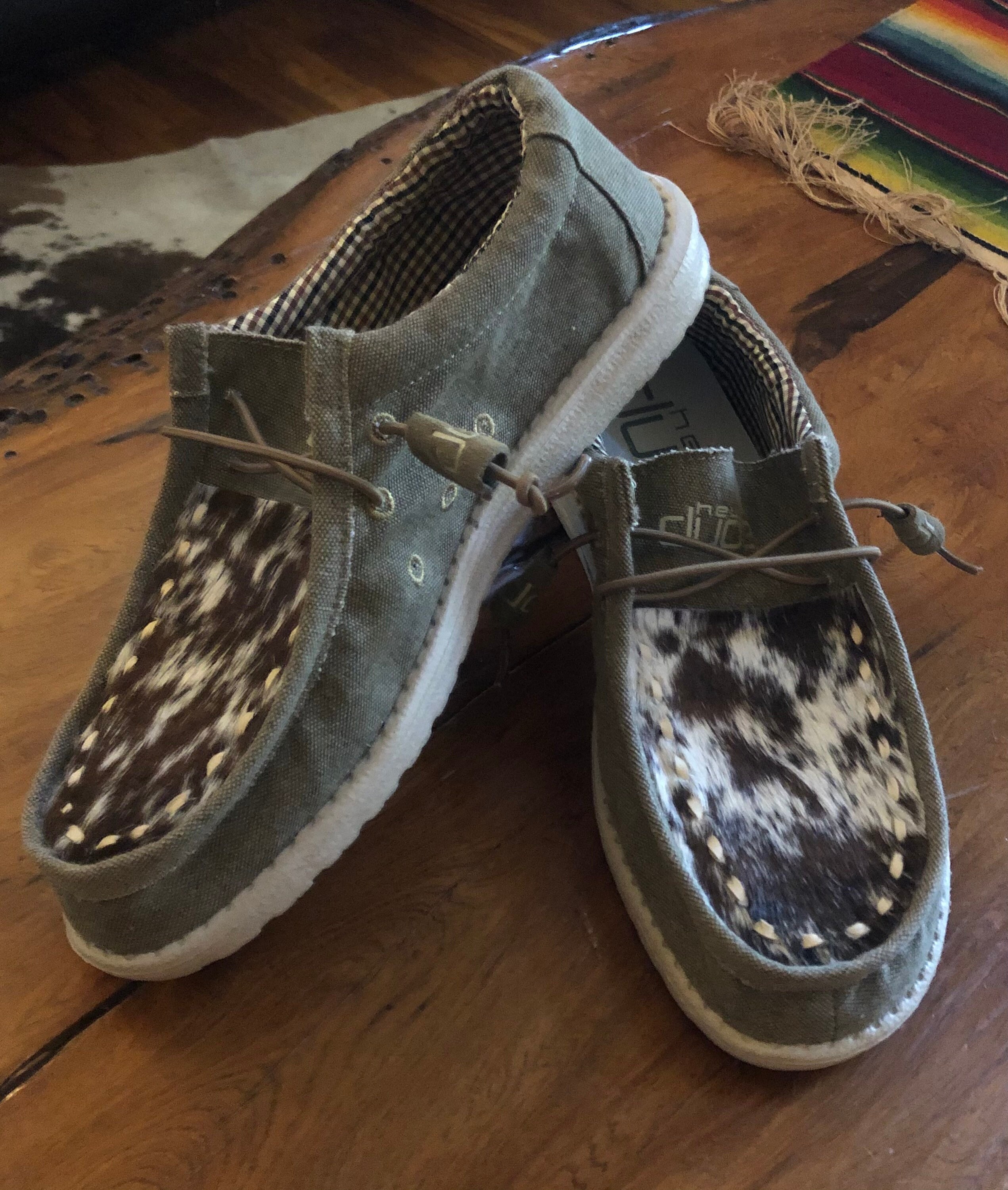 Mens hey Dude Shoes With Custom Cowhide and Buckstitch Etsy