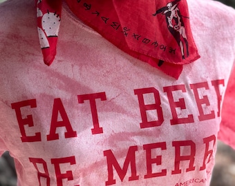 Eat Beef Be Merry Tee: Western Ranch Style Comfort Colors T-Shirt