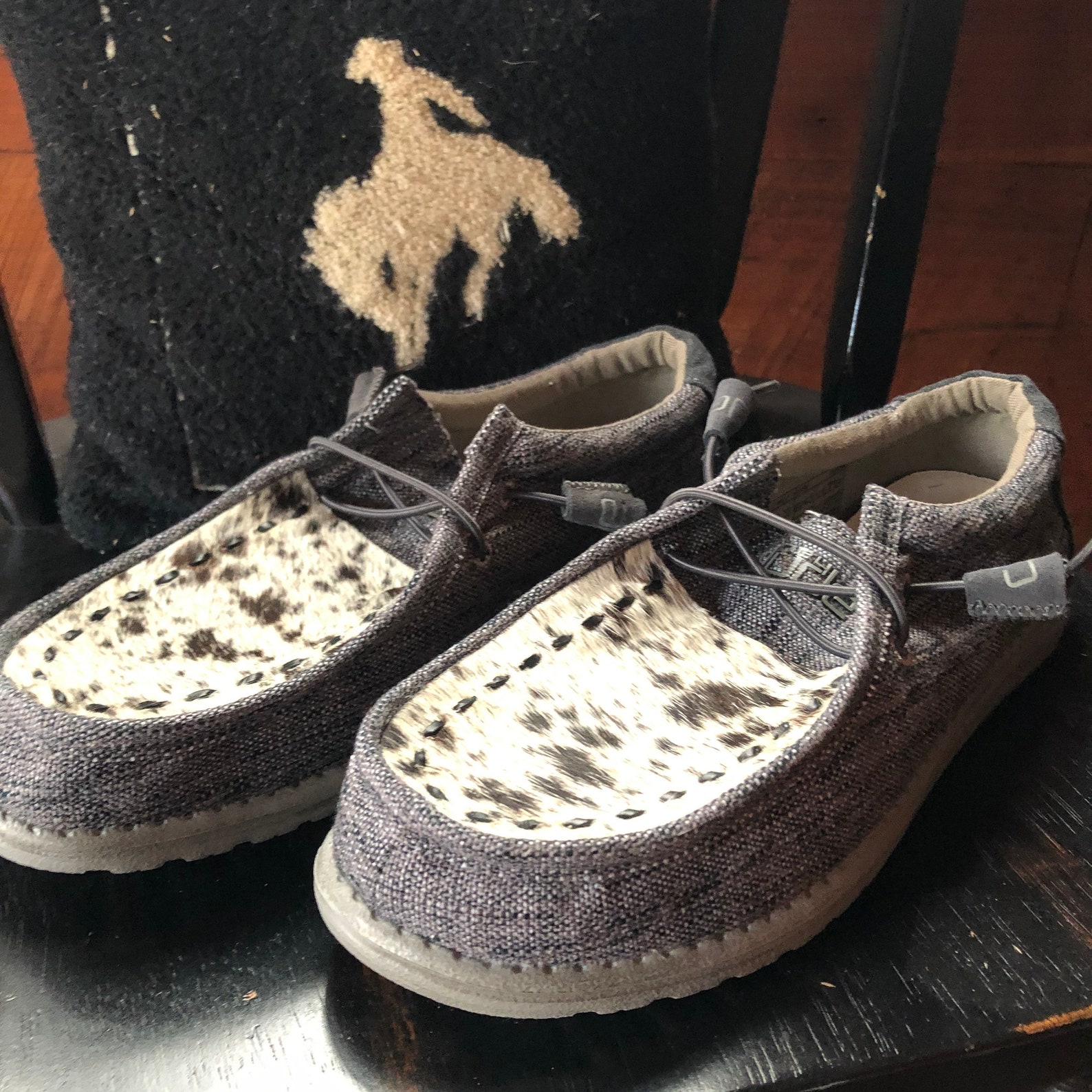 Mens Custom hey Dudes Hair on Cowhide With Leather Etsy