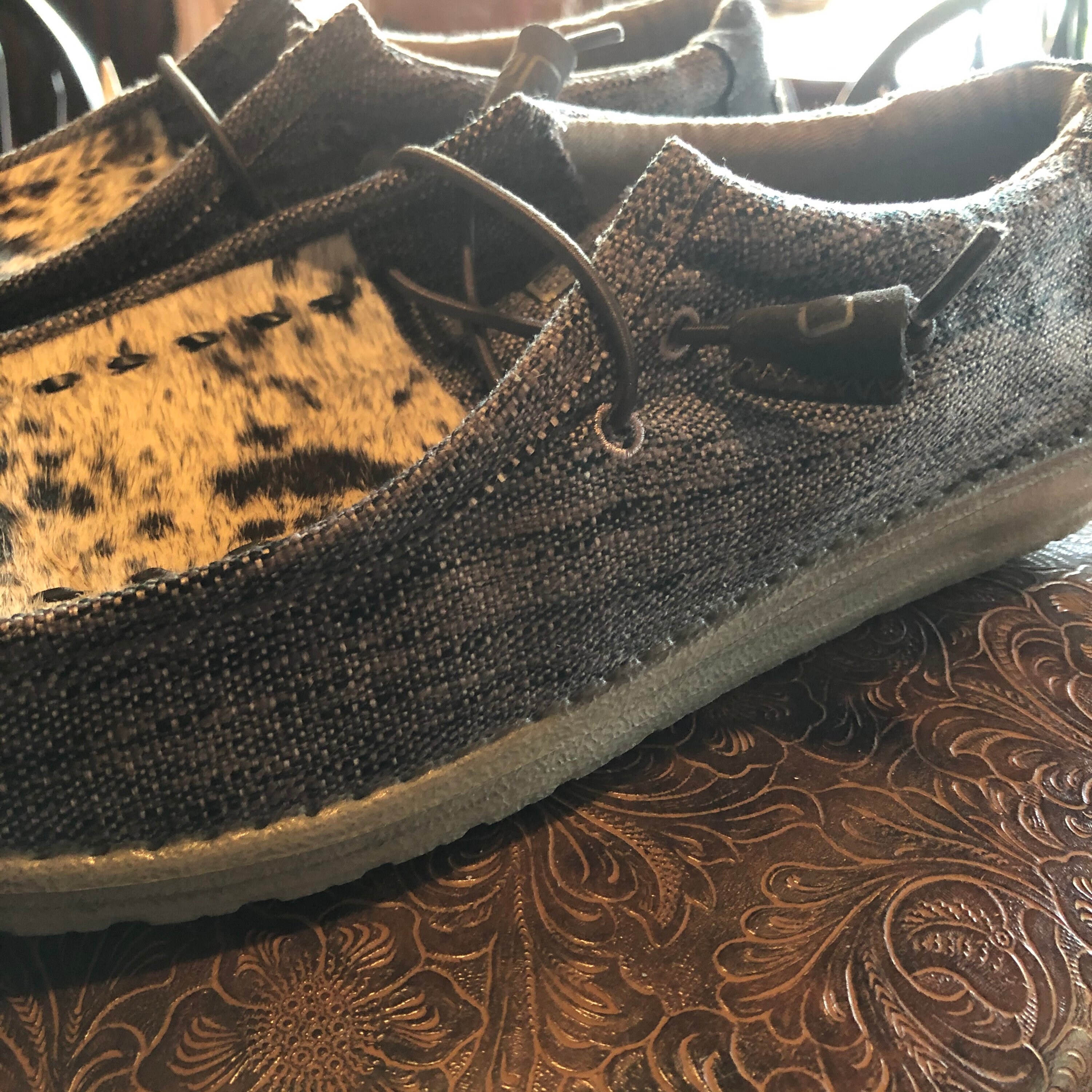 Mens custom Hey Dudes hair on cowhide with leather Etsy