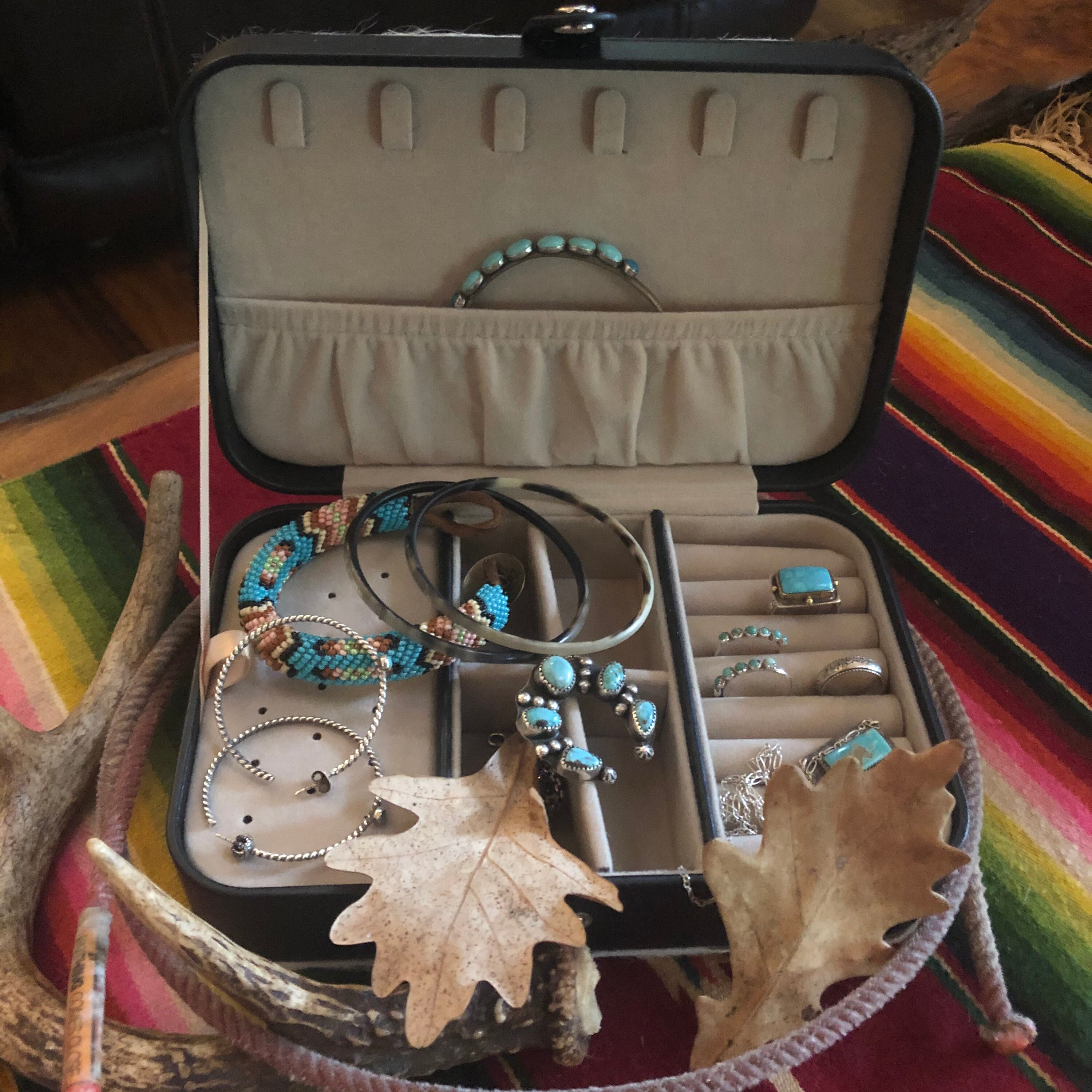 Hair on cowhide with buckstitch travel jewelry case Etsy