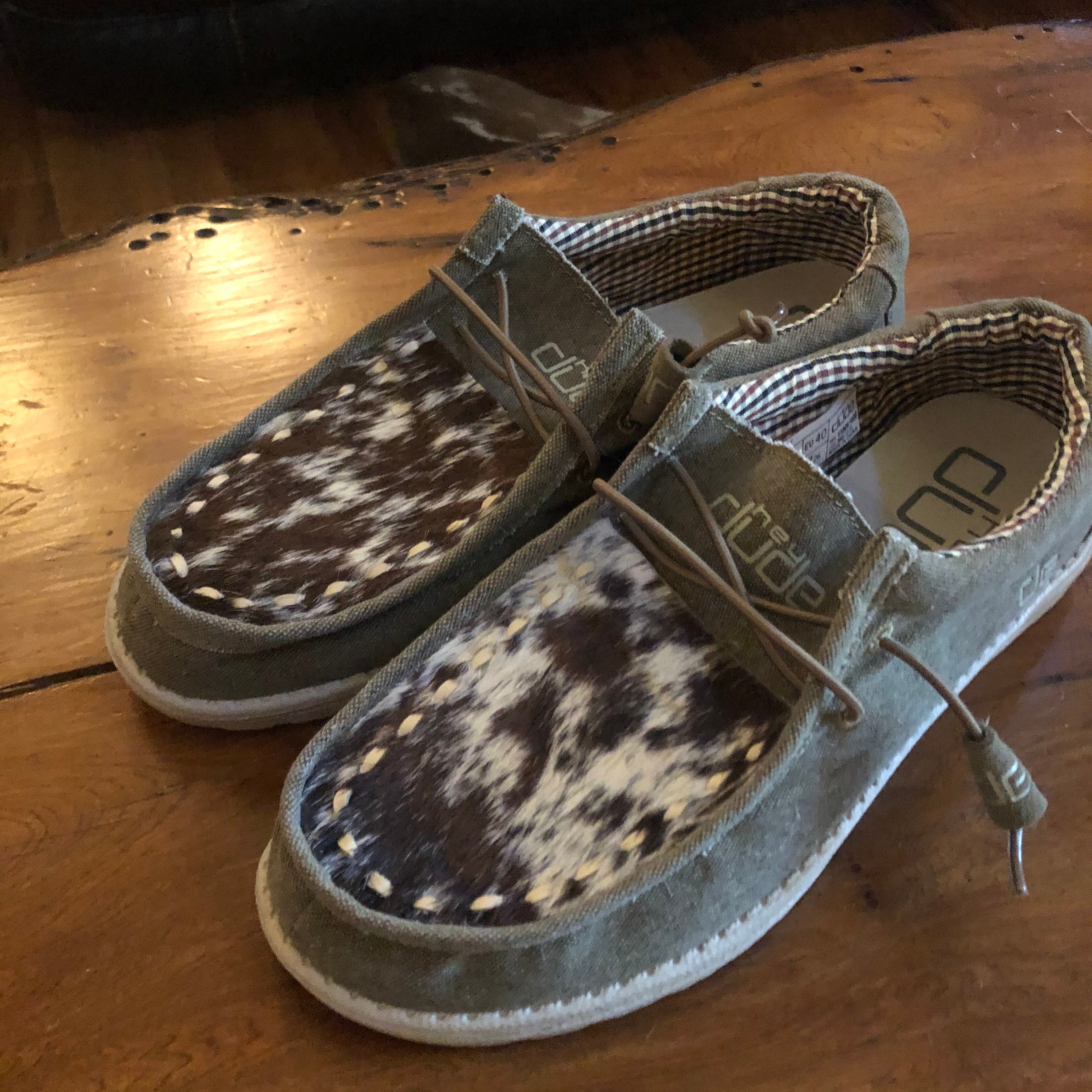Mens hey Dude Shoes With Custom Cowhide and Buckstitch Etsy