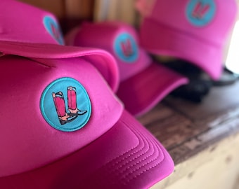 Pink Boot Trucker Cap: Western Rodeo Hat
