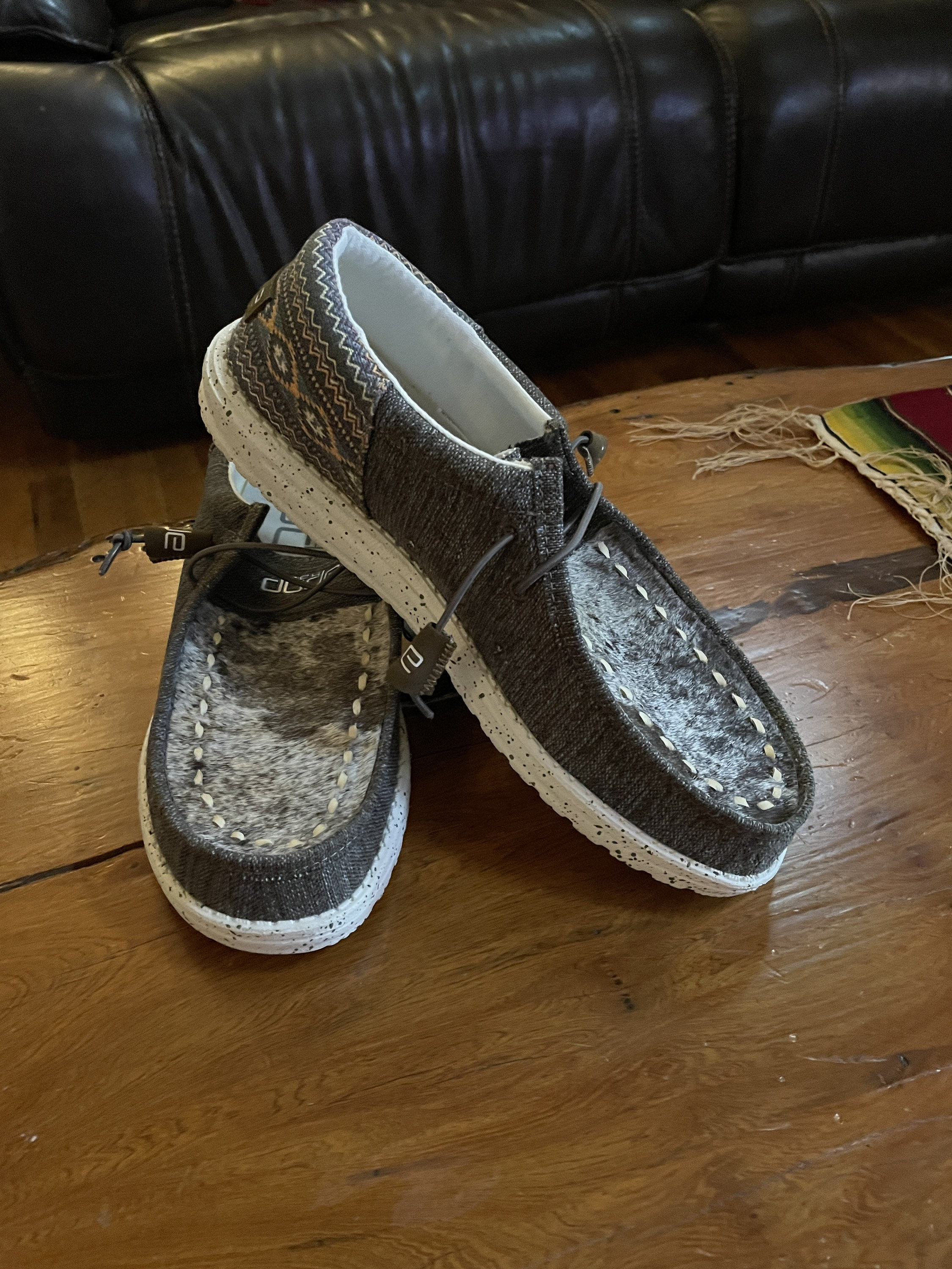Mens hey Dude Shoes With Custom Cowhide and Buckstitch Etsy