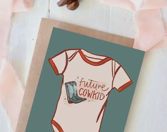 Future Cowkid Cowboy Cowgirl Card Baby Shower Rodeo Western Ranch card greeting cardstock