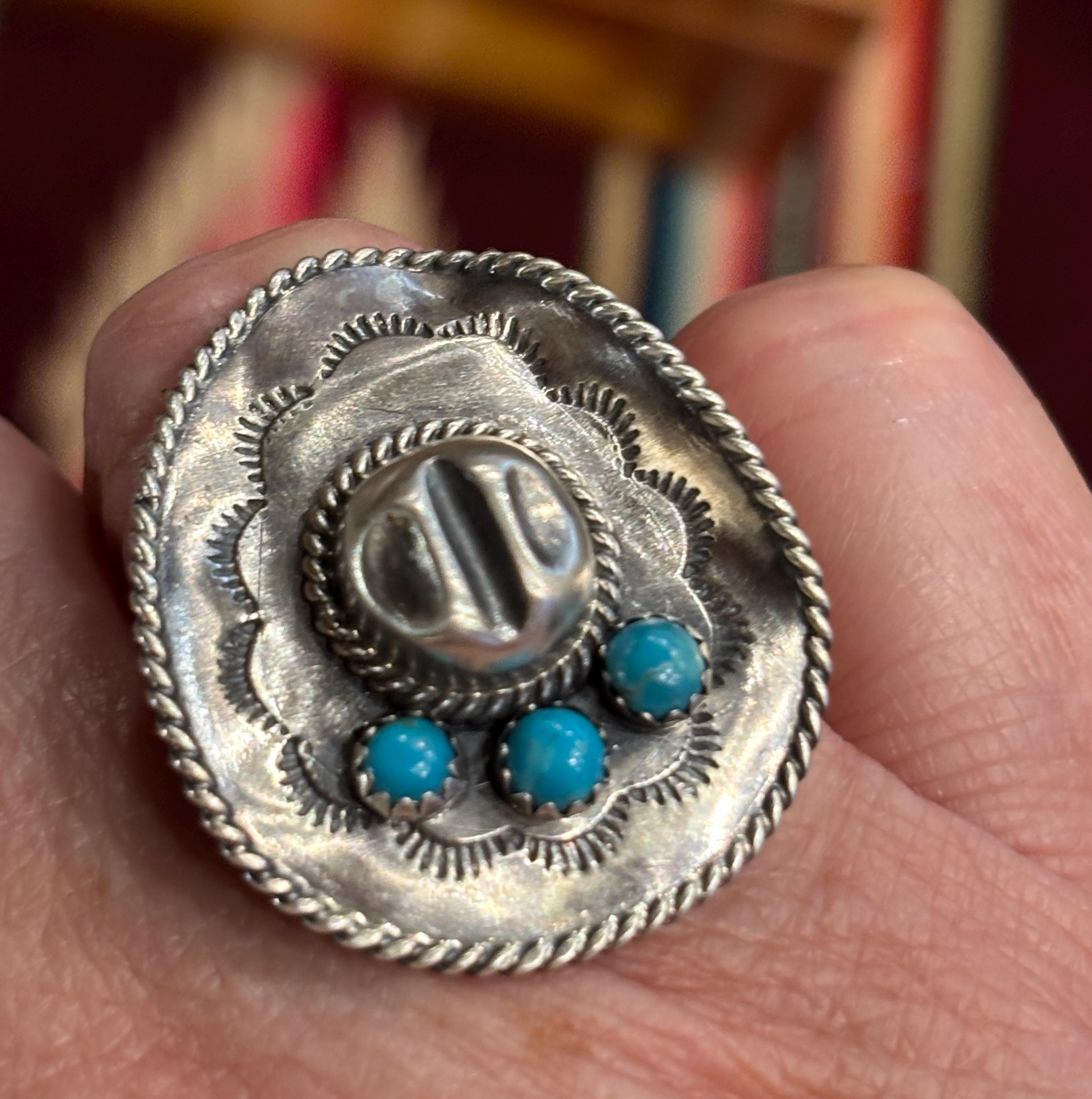 RBP Raymond Platero Sterling Silver Squash Blossom Turquoise & Coral Belt Buckle Thinking about selling, but can main image 3