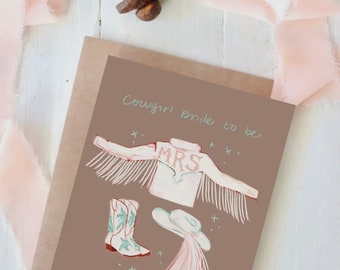 Cowgirl Bride to be Western Wedding Card Cardstock Cowgirl Rodeo Ranch Cow Horse Bridal Shower
