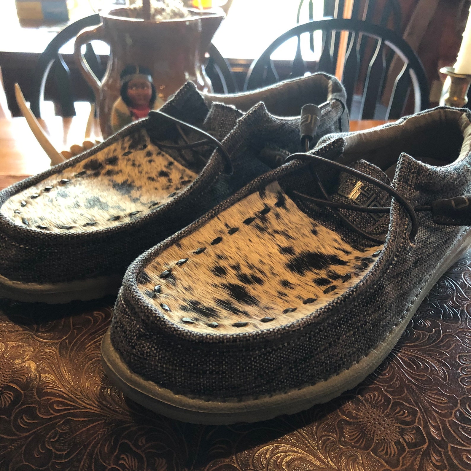 Mens Custom hey Dudes Hair on Cowhide With Leather Etsy