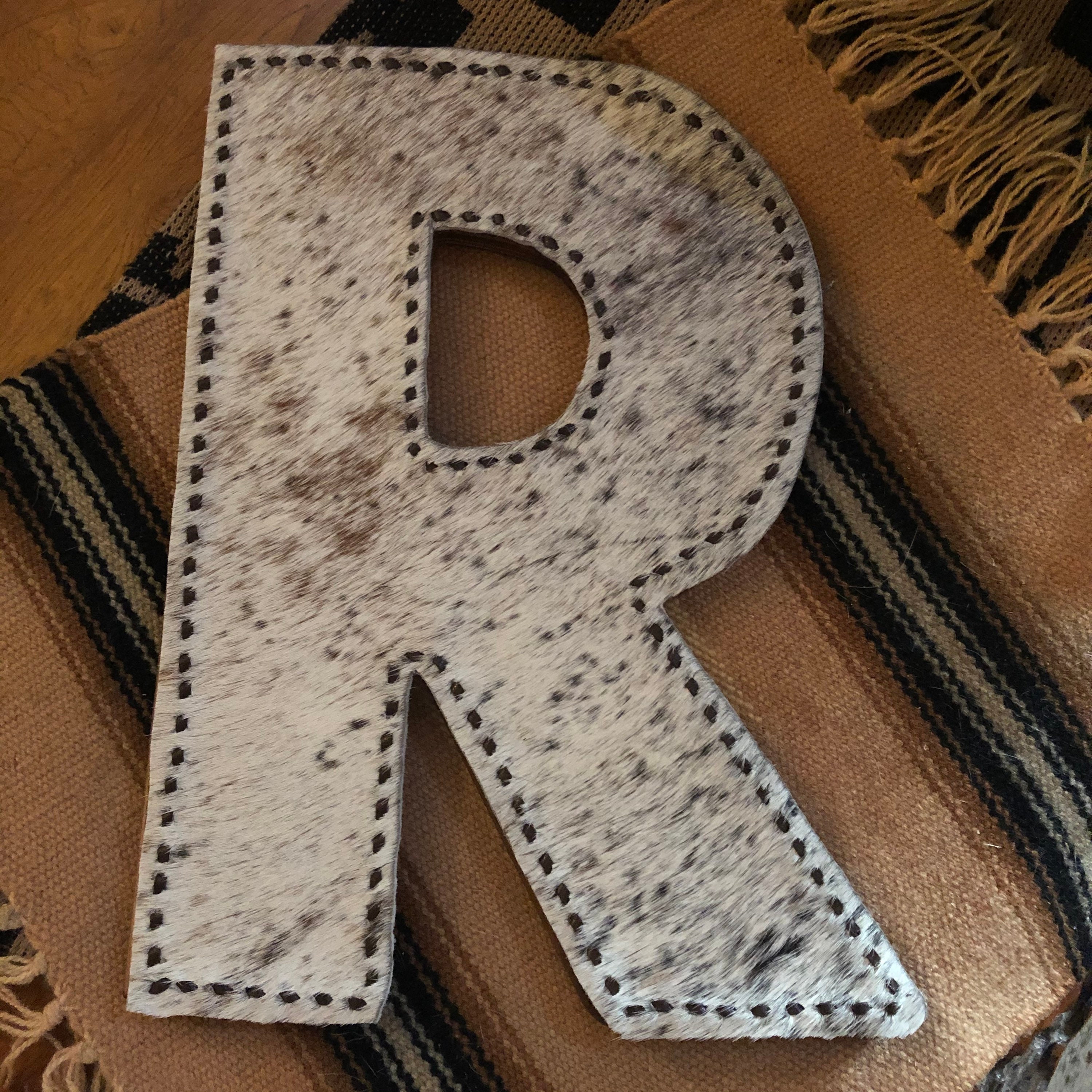 Cowhide Covered Wooden Letter With Buck Stitch: Western Ranch Decor - Etsy