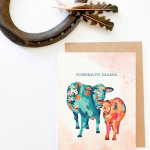 Congrats Mama Card western cowgirl cow cattle baby shower rodeo ranch