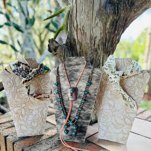 Embossed Leather Necklace Display: Ranch Style Jewelry Holder (12.5" x 8")