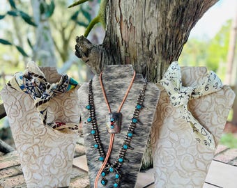 Embossed Leather Necklace Display: Ranch Style Jewelry Holder (12.5" x 8")