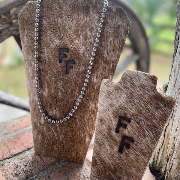 Ranch Style Cowhide Necklace Jewelry Display Small 8.5" x 4"  Rodeo NFR Western Cowgirl Cowboy