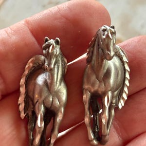 Vintage Horse Angel Silver Pewter earrings posts studs Equestrian image 4