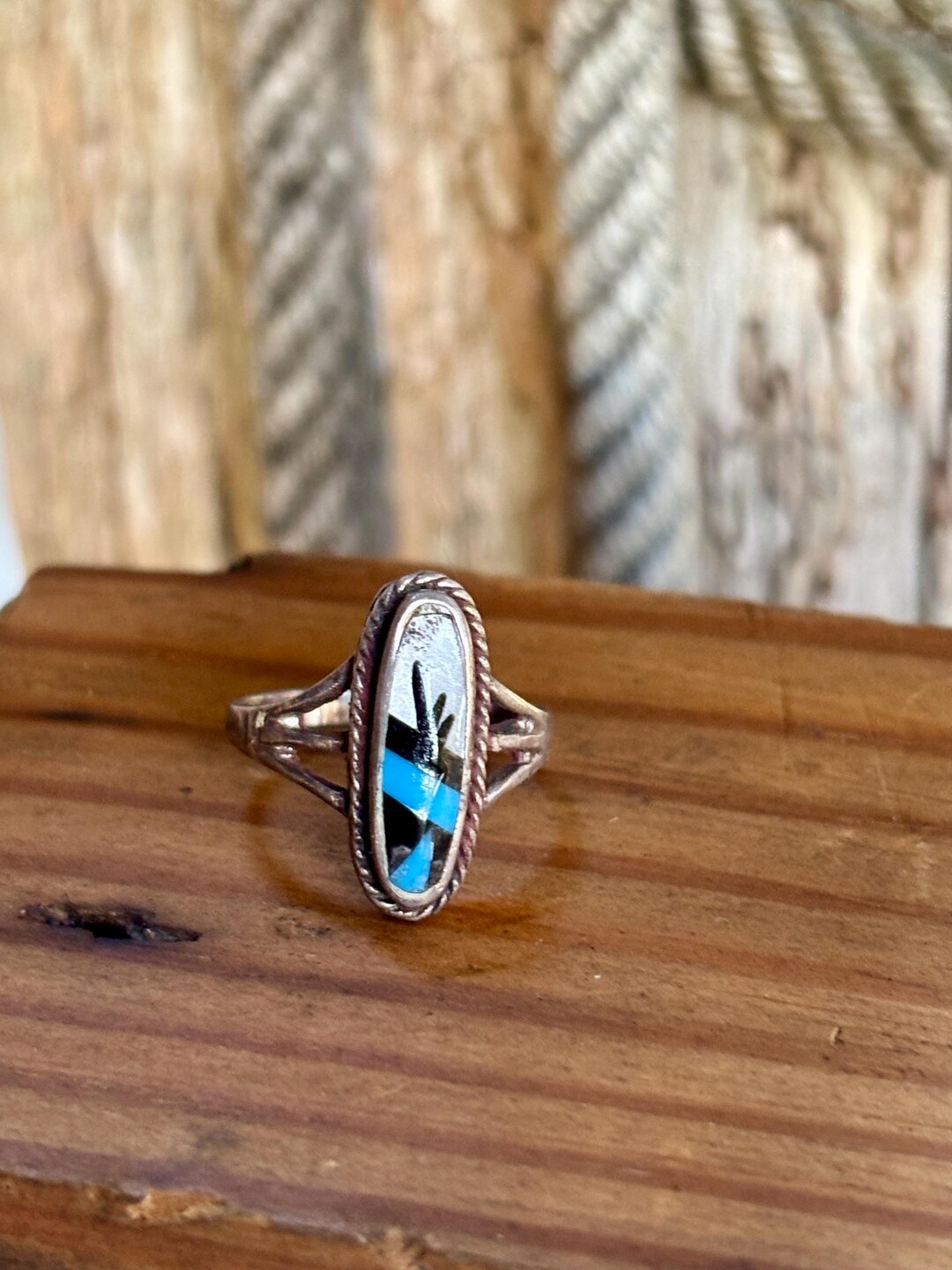 Vintage Navajo Native Turquoise Sterling Silver Ring Size 6 1/2" - Etsy