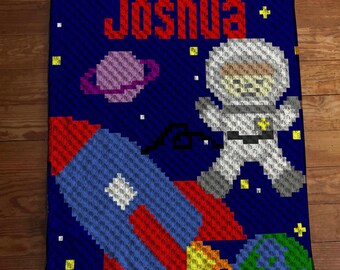 Corner 2 Corner Crochet Space blanket for Toddler or Child.  Great gift for your little space astronaut. Works up quickly.