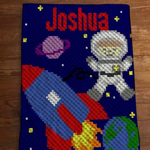 Corn 2 Corner Crochet Space Decke für Kleinkind oder Kind.  Tolles Geschenk für deinen kleinen Astronauten. Wirkt schnell.
