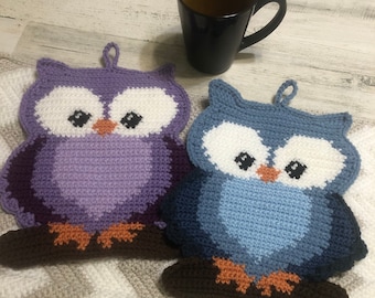Owl Potholder and Chevron Dish Mat Pattern