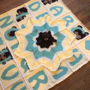 ABC Alphabet Bear Baby blanket pattern