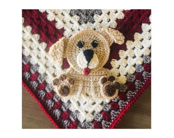 Crochet Puppy Applique, Farm Theme