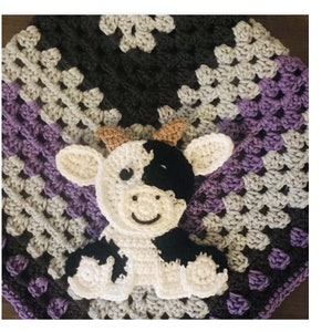 Crochet Cow Applique, Farm Zoo Theme