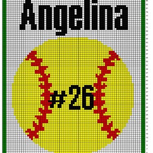 Personalized Softball Crochet Graphgan Pattern - C2C Blanket (Digital Download)