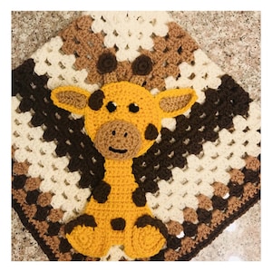 Crochet Giraffe Applique, Safari, Zoo or Jungle Theme