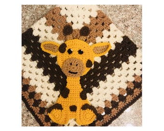 Crochet Giraffe Applique, Safari, Zoo or Jungle Theme