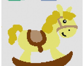 Patrón de gráfico afgano/manta de caballo mecedor de punto de crochet único personalizado