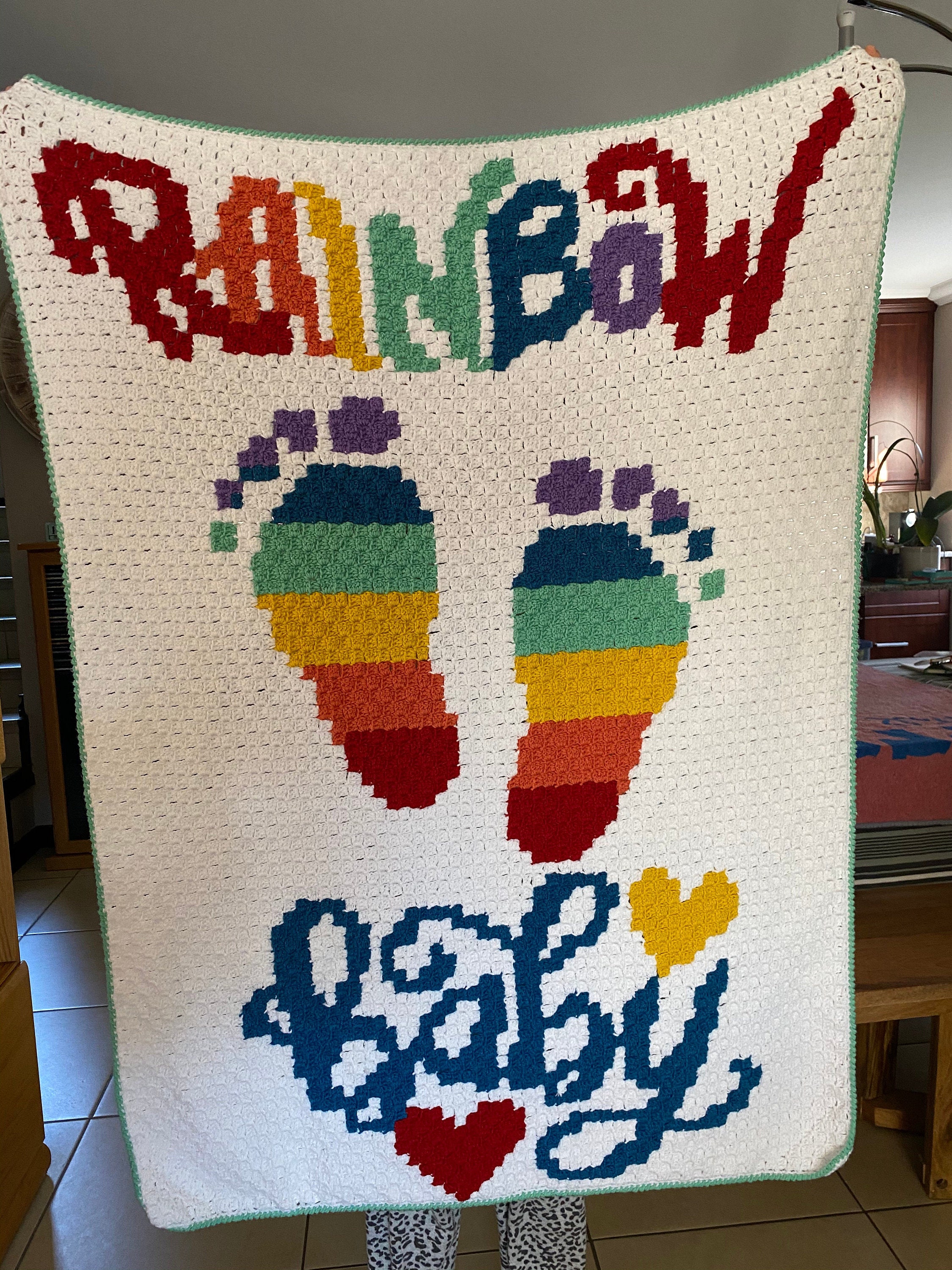 Crochet Corner 2 Corner Baby Blanket Rainbow Baby C2C Graphgan - Etsy UK