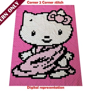 Cute Kitten Corner 2 Corner Baby blanket pattern.