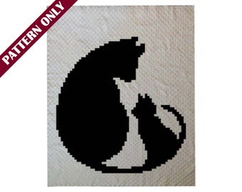 Crochet Corner 2-hoekdeken Cats Graphgan Pattern
