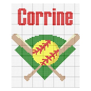 Personalized Softball Crochet Graphgan Pattern: C2C Blanket (Digital Download)