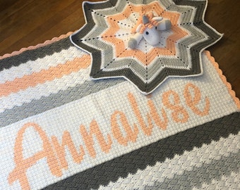 Crochet Personalized Baby Blanket Pattern: Unicorn Lovie (PDF Pattern)