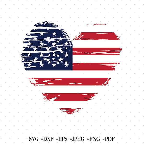 Distressed Heart Flag SVG, Heart flage Usa svg,, Vier van juli svg Vlag, Patriottische dag, 4 juli Svg, eps, png, dxf, Cricut Files